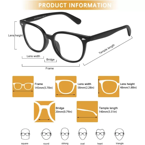 DUCO Superlight Blue Light Blocking Computer Reading Video and Gaming Eyewear Glasses DC5208Matte Black