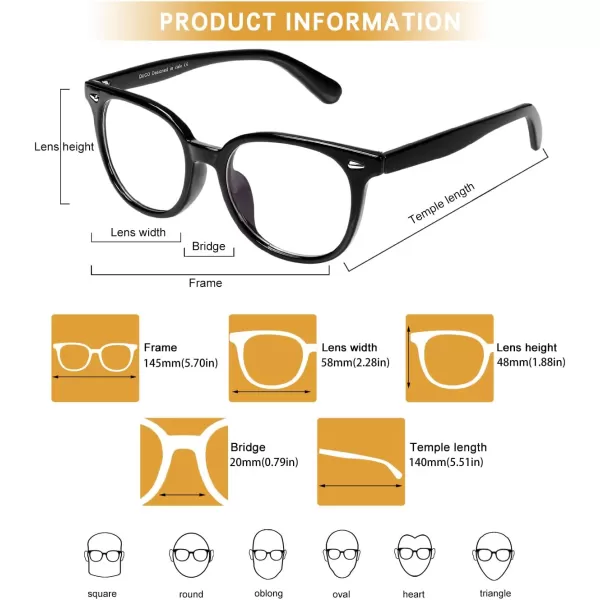 DUCO Superlight Blue Light Blocking Computer Reading Video and Gaming Eyewear Glasses DC5208Shine Black