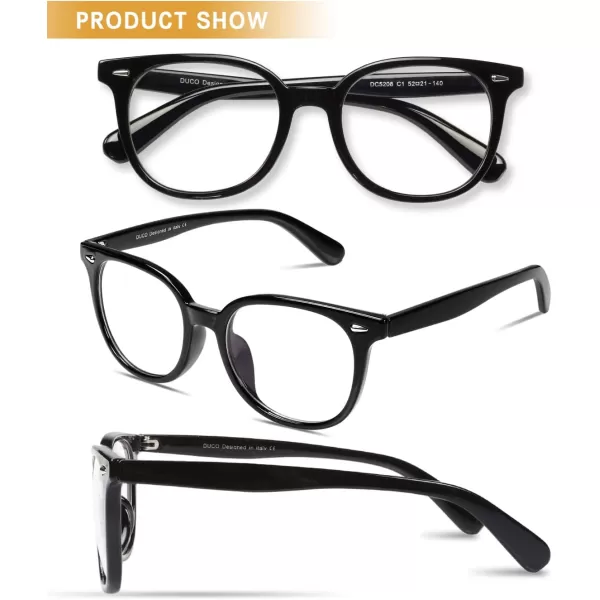 DUCO Superlight Blue Light Blocking Computer Reading Video and Gaming Eyewear Glasses DC5208Shine Black