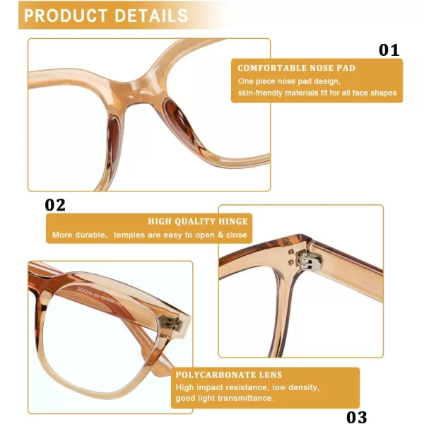 DUCO Superlight Blue Light Blocking Computer Reading and Gaming Eyewear GlassesAnti Blue Light 100 UV Protection DC5210Transparent Brown