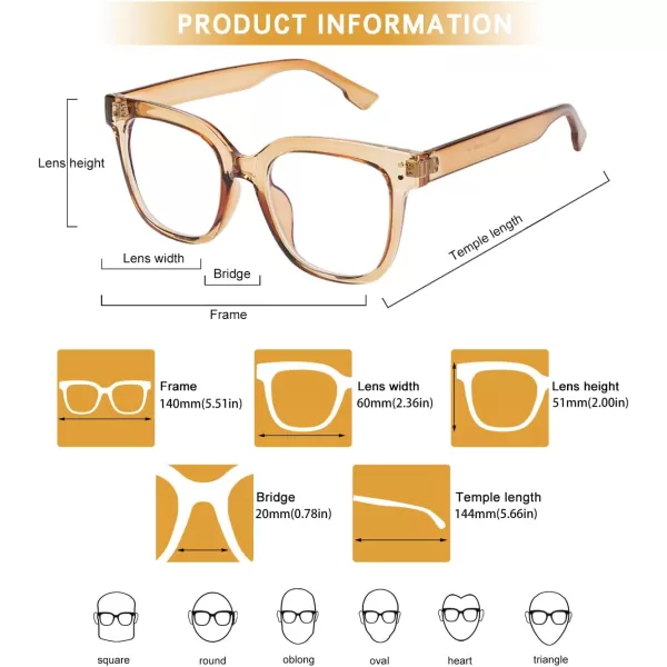 DUCO Superlight Blue Light Blocking Computer Reading and Gaming Eyewear GlassesAnti Blue Light 100 UV Protection DC5210Transparent Brown