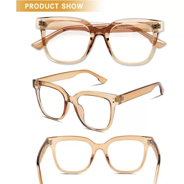 DUCO Superlight Blue Light Blocking Computer Reading and Gaming Eyewear GlassesAnti Blue Light 100 UV Protection DC5210Transparent Brown