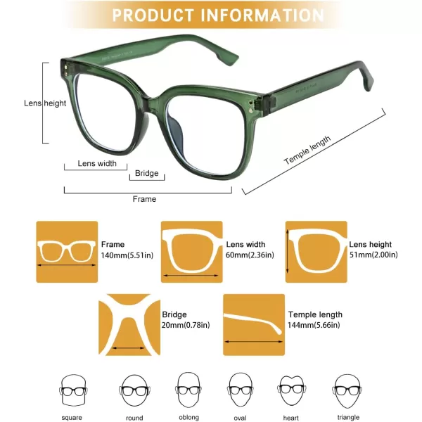 DUCO Superlight Blue Light Blocking Computer Reading and Gaming Eyewear GlassesAnti Blue Light 100 UV Protection DC5210Transparent Green