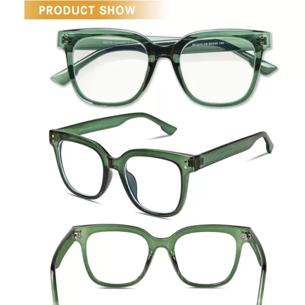 DUCO Superlight Blue Light Blocking Computer Reading and Gaming Eyewear GlassesAnti Blue Light 100 UV Protection DC5210Transparent Green