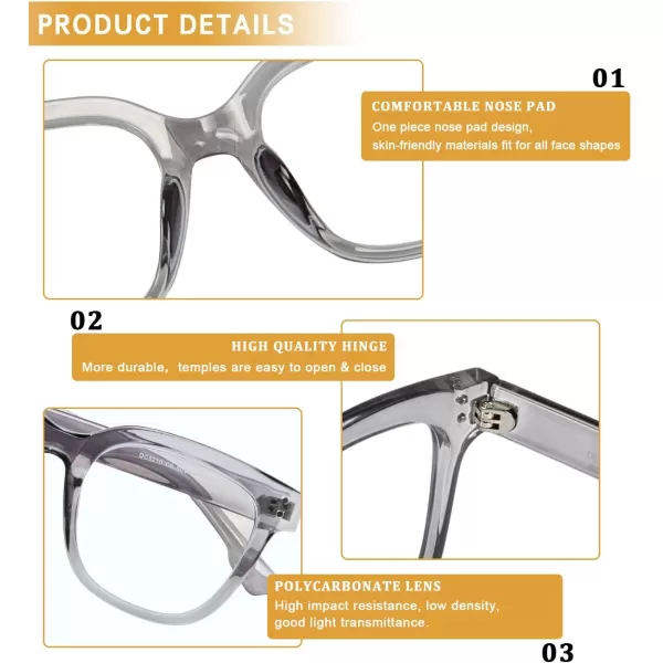 DUCO Superlight Blue Light Blocking Computer Reading and Gaming Eyewear GlassesAnti Blue Light 100 UV Protection DC5210Transparent Grey