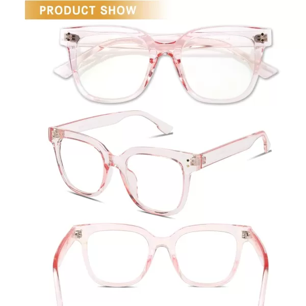 DUCO Superlight Blue Light Blocking Computer Reading and Gaming Eyewear GlassesAnti Blue Light 100 UV Protection DC5210Transparent Pink