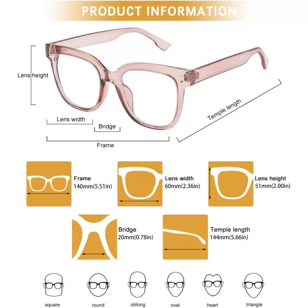 DUCO Superlight Blue Light Blocking Computer Reading and Gaming Eyewear GlassesAnti Blue Light 100 UV Protection DC5210Transparent Red