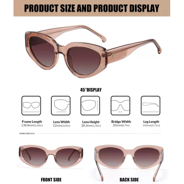 DUCO Trendy Retro Cat Eye Polarized Sunglasses for Women 100 UV400 Protection Acetate Frame Ladies Beach Sunnies 1103