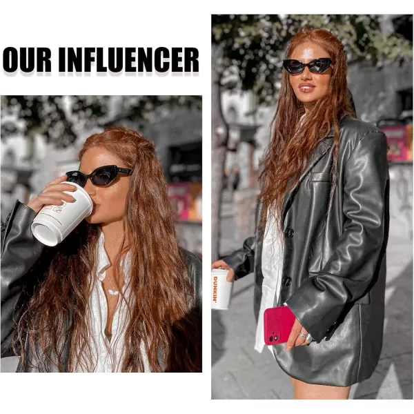 DUCO Trendy Sunglasses for Women Men Retro Vintage Polarized Shades Acetate Frame Y2K Designer Style Sun Glasses DC1250Black