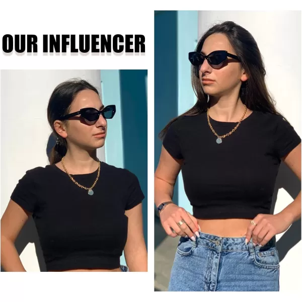 DUCO Trendy Sunglasses for Women Men Retro Vintage Polarized Shades Acetate Frame Y2K Designer Style Sun Glasses DC1250Black