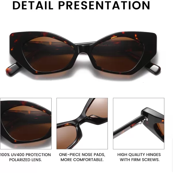 DUCO Trendy Sunglasses for Women Men Retro Vintage Polarized Shades Acetate Frame Y2K Designer Style Sun Glasses DC1250Brown Tortoise