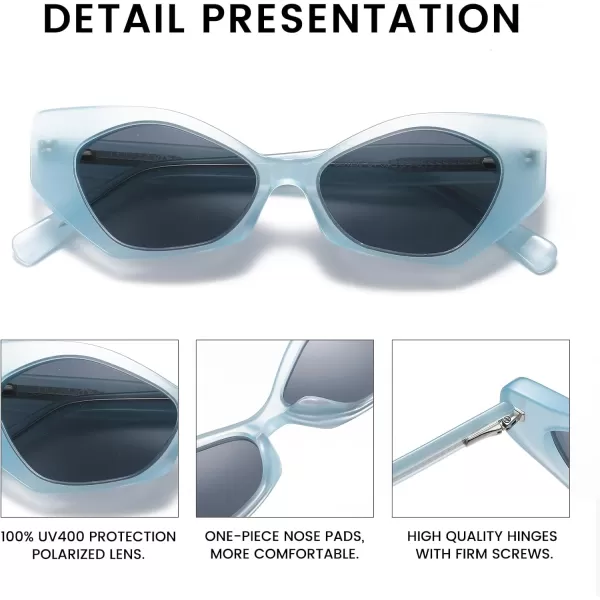 DUCO Trendy Sunglasses for Women Men Retro Vintage Polarized Shades Acetate Frame Y2K Designer Style Sun Glasses DC1250Transparent Blue