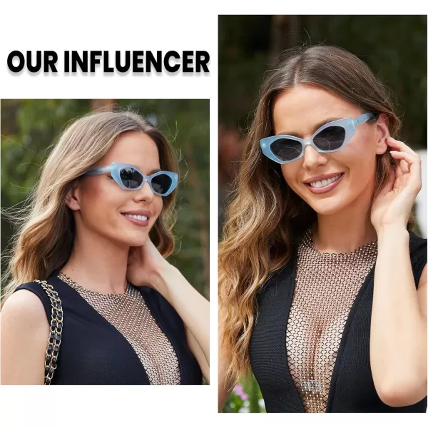 DUCO Trendy Sunglasses for Women Men Retro Vintage Polarized Shades Acetate Frame Y2K Designer Style Sun Glasses DC1250Transparent Blue