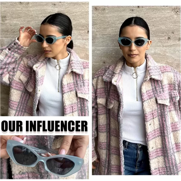 DUCO Trendy Sunglasses for Women Men Retro Vintage Polarized Shades Acetate Frame Y2K Designer Style Sun Glasses DC1250Transparent Blue
