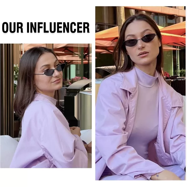 DUCO Vintage Oval Sunglasses for Women Small Triangle Polarized Sun Glasses Metal Frame and UV Protection W019Black Frame Grey Lens