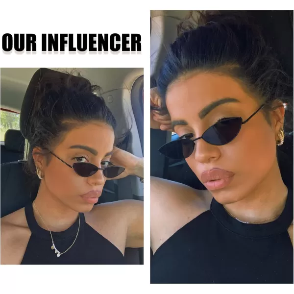 DUCO Vintage Oval Sunglasses for Women Small Triangle Polarized Sun Glasses Metal Frame and UV Protection W019Black Frame Grey Lens