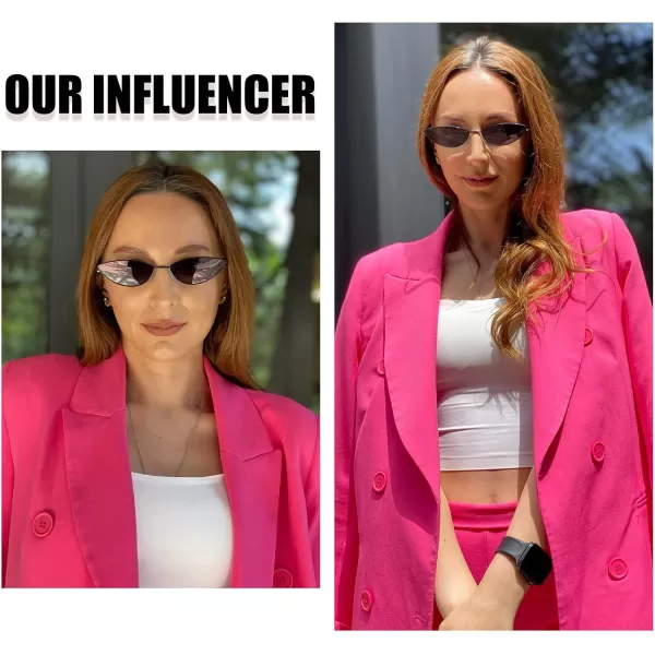 DUCO Vintage Oval Sunglasses for Women Small Triangle Polarized Sun Glasses Metal Frame and UV Protection W019Black Frame Grey Lens