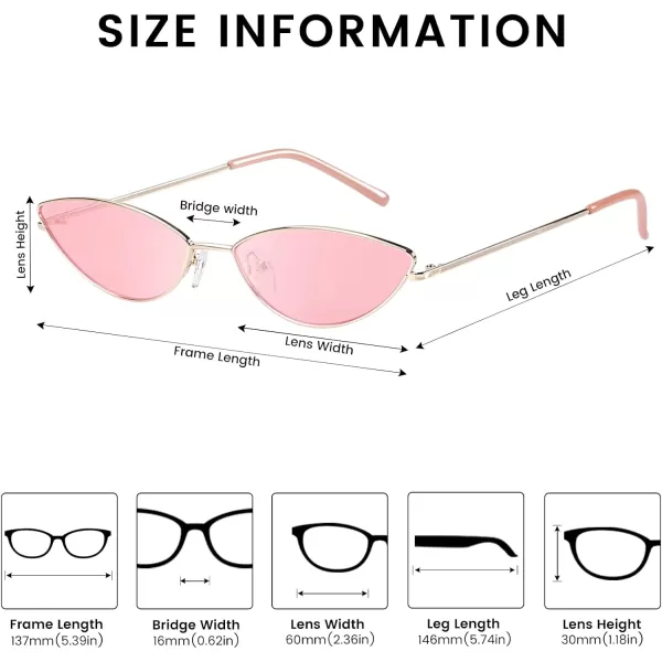 DUCO Vintage Oval Sunglasses for Women Small Triangle Polarized Sun Glasses Metal Frame and UV Protection W019Gold Frame Pink Lens