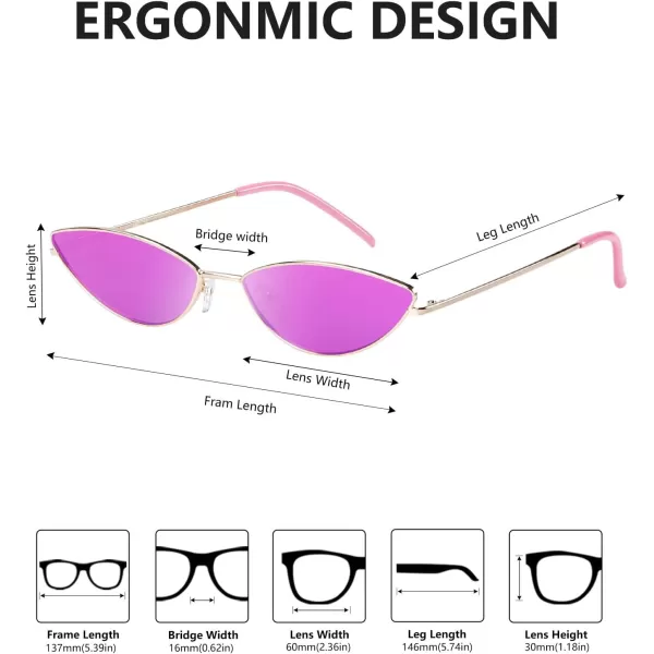 DUCO Vintage Oval Sunglasses for Women Small Triangle Polarized Sun Glasses Metal Frame and UV Protection W019Gold Frame Revo Purple Lens
