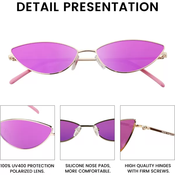 DUCO Vintage Oval Sunglasses for Women Small Triangle Polarized Sun Glasses Metal Frame and UV Protection W019Gold Frame Revo Purple Lens