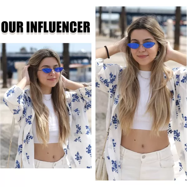 DUCO Vintage Oval Sunglasses for Women Small Triangle Polarized Sun Glasses Metal Frame and UV Protection W019Gunmetal Frame Revo Blue Lens