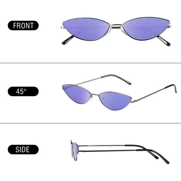 DUCO Vintage Oval Sunglasses for Women Small Triangle Polarized Sun Glasses Metal Frame and UV Protection W019Gunmetal Frame Revo Blue Lens