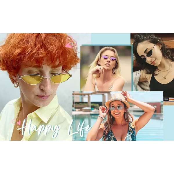 DUCO Vintage Oval Sunglasses for Women Small Triangle Polarized Sun Glasses Metal Frame and UV Protection W019Silver Frame Yellow Lens