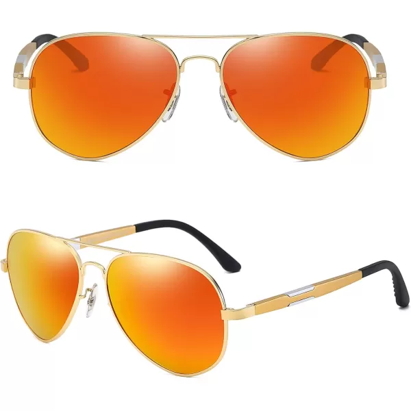 DUCO pilot Style Polarized Sunglasses for Men and Women 3025KGold Frame Revo Red Lens