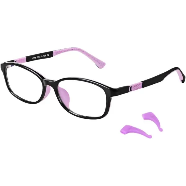 DUCO Blue Light Glasses for Kids Boys Girls Blue Ray Blocking Glasses Cute Computer Gaming TV Glasses for Children K015Black Purple