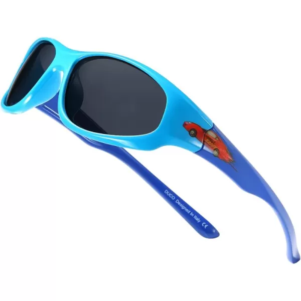 DUCO Kids Sunglasses Boys Girls Sports Polarized Sunglasses Youth Baseball Sunglasses for Kids UV Protection Age 610 K006Blue Frame Blue Temple