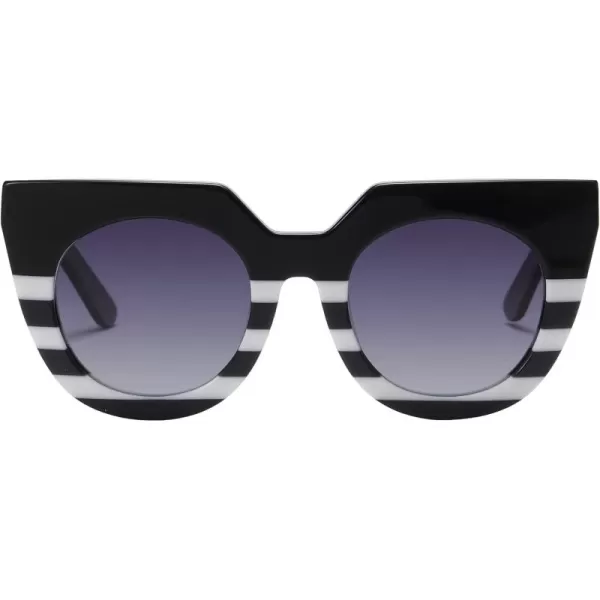 DUCO Oversized Cat Eye Sunglasses for Women Trendy Sunglasses 1201White Black Frame Grey Lens