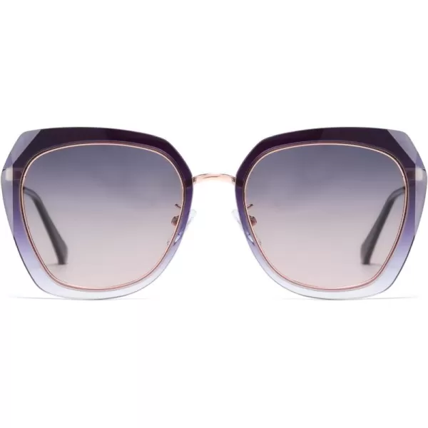 DUCO Oversized Square Polarized Sunglasses for Women Diamond Trim Style UV Protection Designer Sun Glasses DC1225Gradient Black