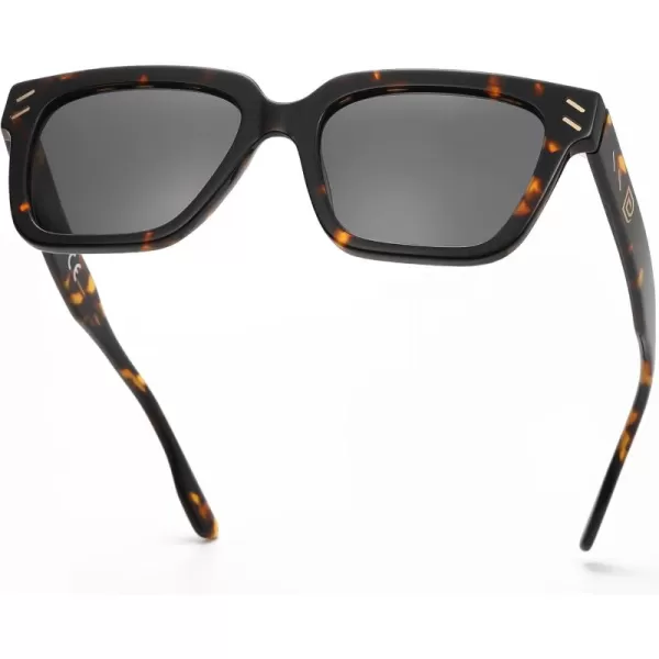 DUCO Polarized Sunglasses Women Men Luxury Acetate Mens Sunglasses Trendy Retro Square Sun Glasses UV400 DC2368Tortoise Frame Grey Lens