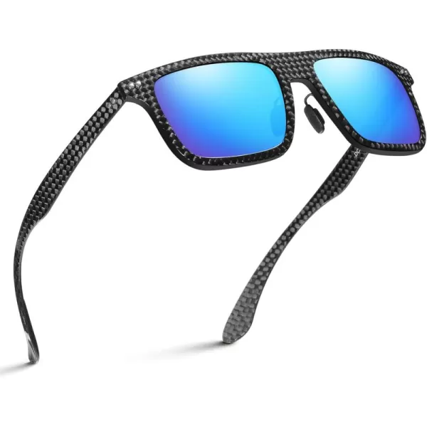 DUCO Polarized Sunglasses for Men Sun glasses All Carbon Fiber Frame 100 UV Protection for Driving Running Fishing DC8325Black Frame Revo Blue Lens