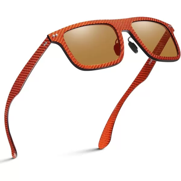 DUCO Polarized Sunglasses for Men Sun glasses All Carbon Fiber Frame 100 UV Protection for Driving Running Fishing DC8325Brown Frame Brown Lens