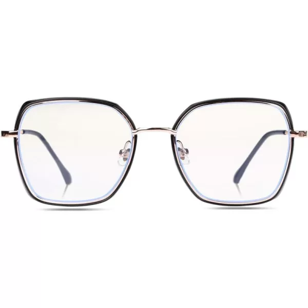 DUCO Retro Square Blue Light Glasses for Women Oversized Blue Ray Blocking Glasses Computer Glasses Teens Fashion Eyeglasses Brown W020Balck Gold Frame