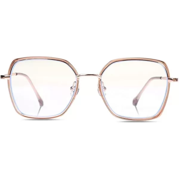 DUCO Retro Square Blue Light Glasses for Women Oversized Blue Ray Blocking Glasses Computer Glasses Teens Fashion Eyeglasses Brown W020Transparent Brown