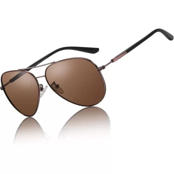 DUCO Sunglasses Men Polarized Sunglasses for Men with 100 uv Protection Classic Aviator Sun glasses for Driving Fishing 3027Brown Frame Brown Lens