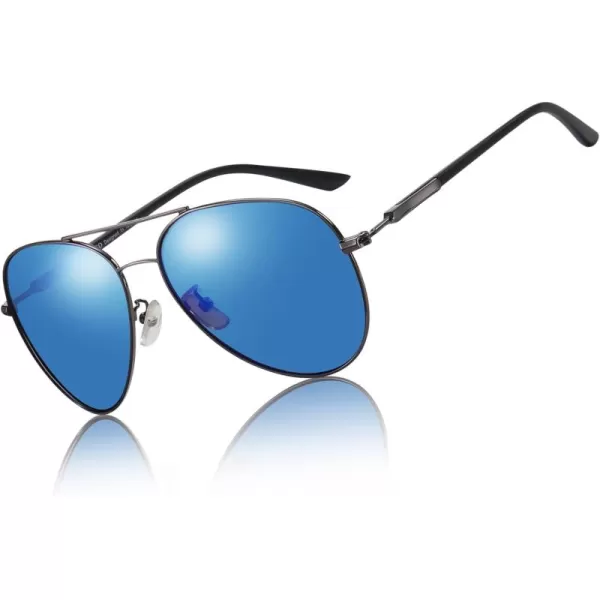 DUCO Sunglasses Men Polarized Sunglasses for Men with 100 uv Protection Classic Aviator Sun glasses for Driving Fishing 3027Gunmetal Frame Revo Blue Lens
