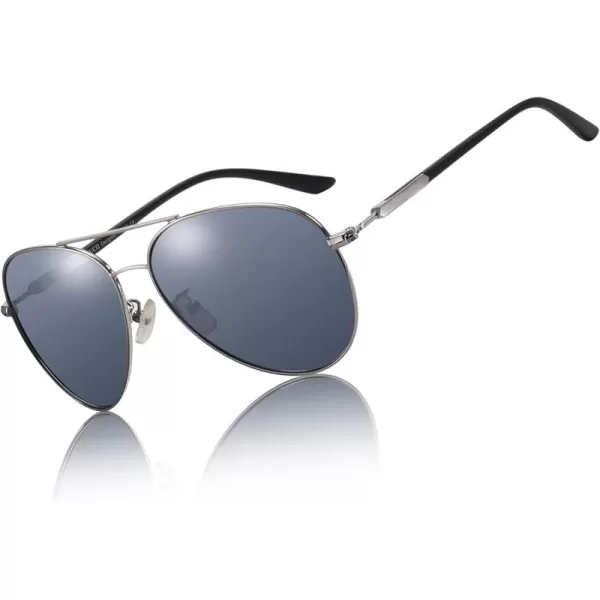 DUCO Sunglasses Men Polarized Sunglasses for Men with 100 uv Protection Classic Aviator Sun glasses for Driving Fishing 3027Silver Frame Mirror Lens