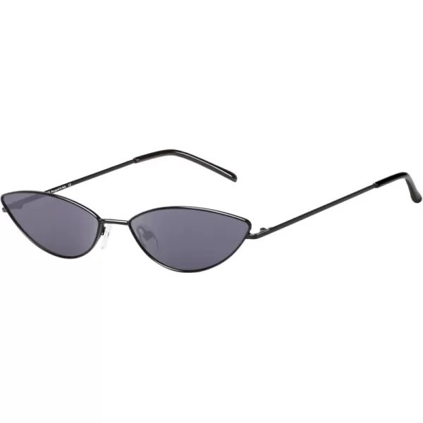 DUCO Vintage Oval Sunglasses for Women Small Triangle Polarized Sun Glasses Metal Frame and UV Protection W019Black Frame Grey Lens