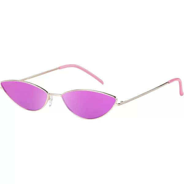 DUCO Vintage Oval Sunglasses for Women Small Triangle Polarized Sun Glasses Metal Frame and UV Protection W019Gold Frame Revo Purple Lens