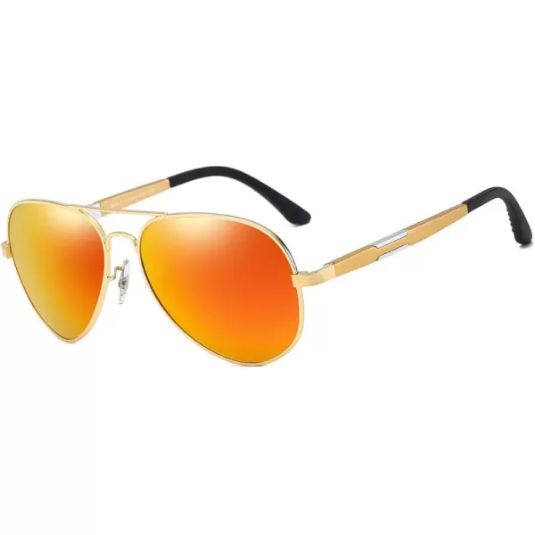 DUCO pilot Style Polarized Sunglasses for Men and Women 3025KGold Frame Revo Red Lens