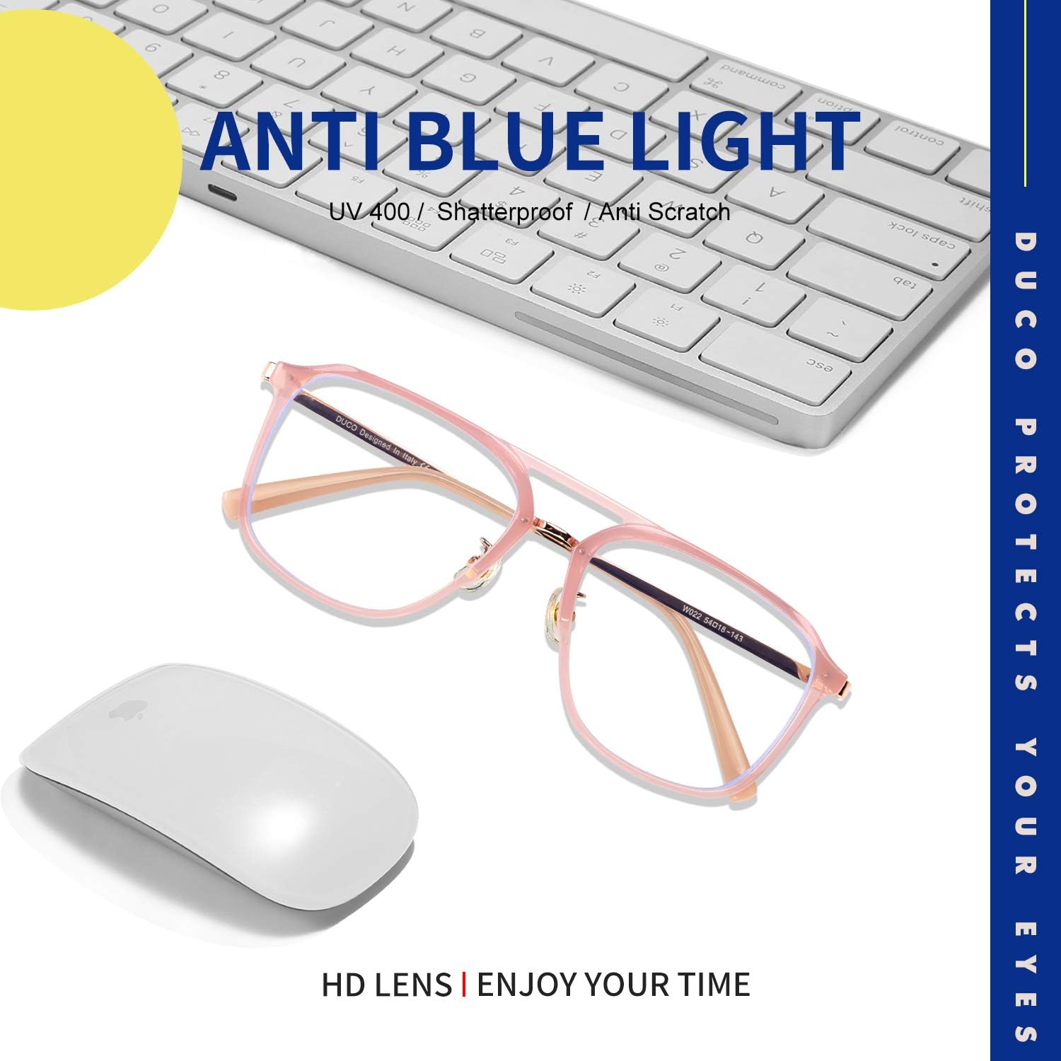 DUCO Retro Square Aviator Blue Light Glasses for Men Oversized Blue Ray Blocking Glasses Computer Glasses 70s Vintage Double Bridge Fashion Eyeglasses W022