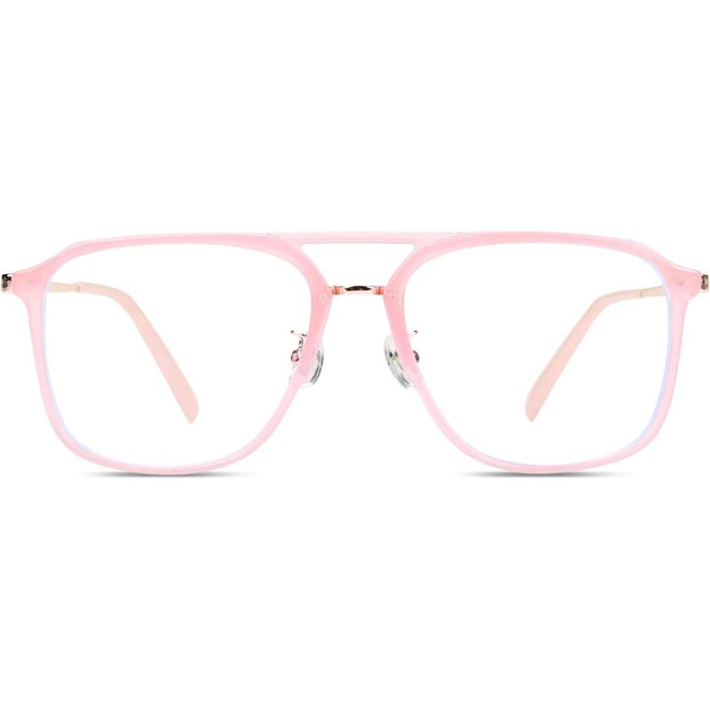 DUCO Retro Square Aviator Blue Light Glasses for Men Oversized Blue Ray Blocking Glasses Computer Glasses 70s Vintage Double Bridge Fashion Eyeglasses W022