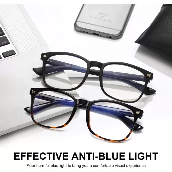 DUCO Blue Light Blocking Glasses Computer Gaming Glasses Women Men Blue Light Blocker Eyeglasses Square Frame Anti Eye Eyestrain Pink 5201SBlack TortoiseMatte Black