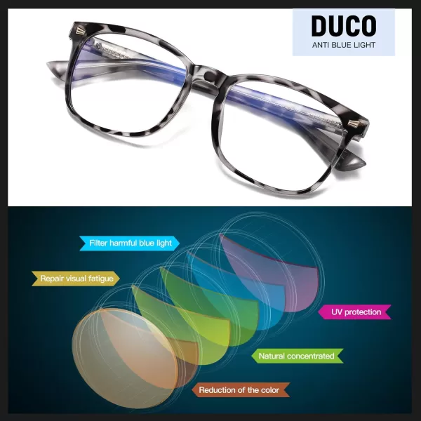 DUCO Blue Light Blocking Glasses Computer Gaming Glasses Women Men Blue Light Blocker Eyeglasses Square Frame Anti Eye Eyestrain Pink 5201SGrey Tortoise