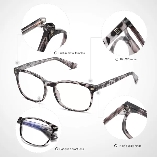 DUCO Blue Light Blocking Glasses Computer Gaming Glasses Women Men Blue Light Blocker Eyeglasses Square Frame Anti Eye Eyestrain Pink 5201SGrey Tortoise