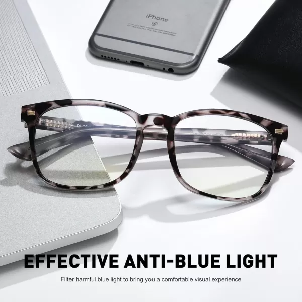DUCO Blue Light Blocking Glasses Computer Gaming Glasses Women Men Blue Light Blocker Eyeglasses Square Frame Anti Eye Eyestrain Pink 5201SGrey Tortoise