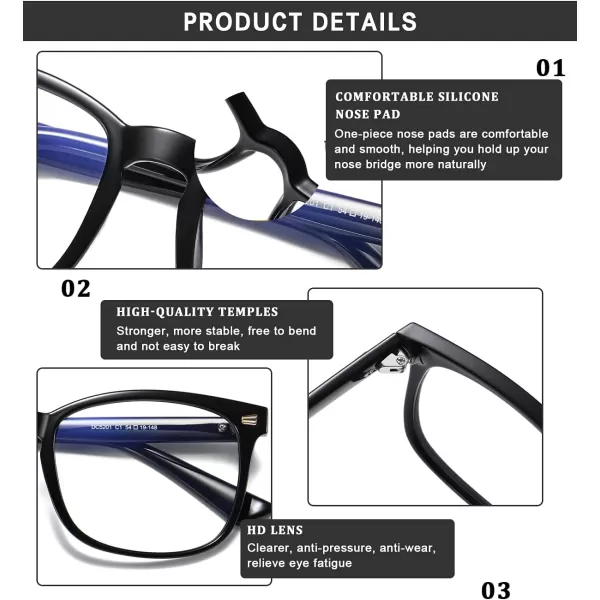 DUCO Blue Light Blocking Glasses Computer Gaming Glasses Women Men Blue Light Blocker Eyeglasses Square Frame Anti Eye Eyestrain Pink 5201SShine Black